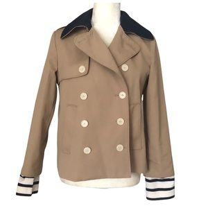 J. Crew Cropped Trench Coat w/ Detachable Striped Cuffs Jacket | Size 2